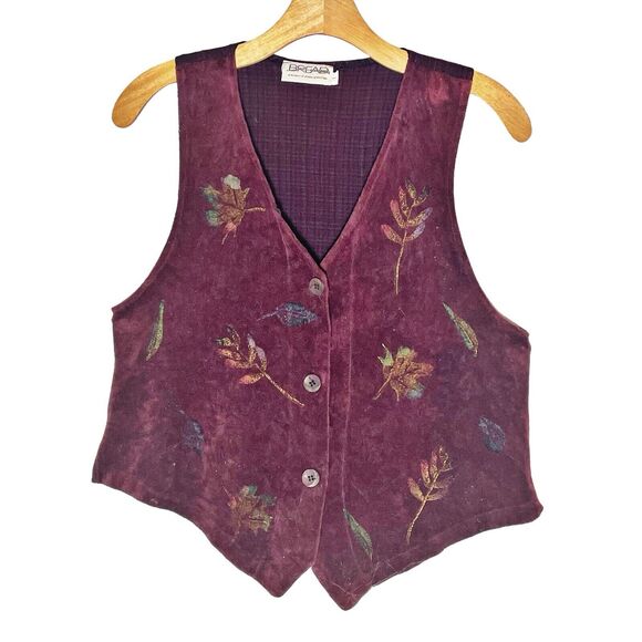 Bread by Staley Gretzinger Top Vest Womens Size 1 Burgundy Painted Art to Wear - Picture 2 of 9
